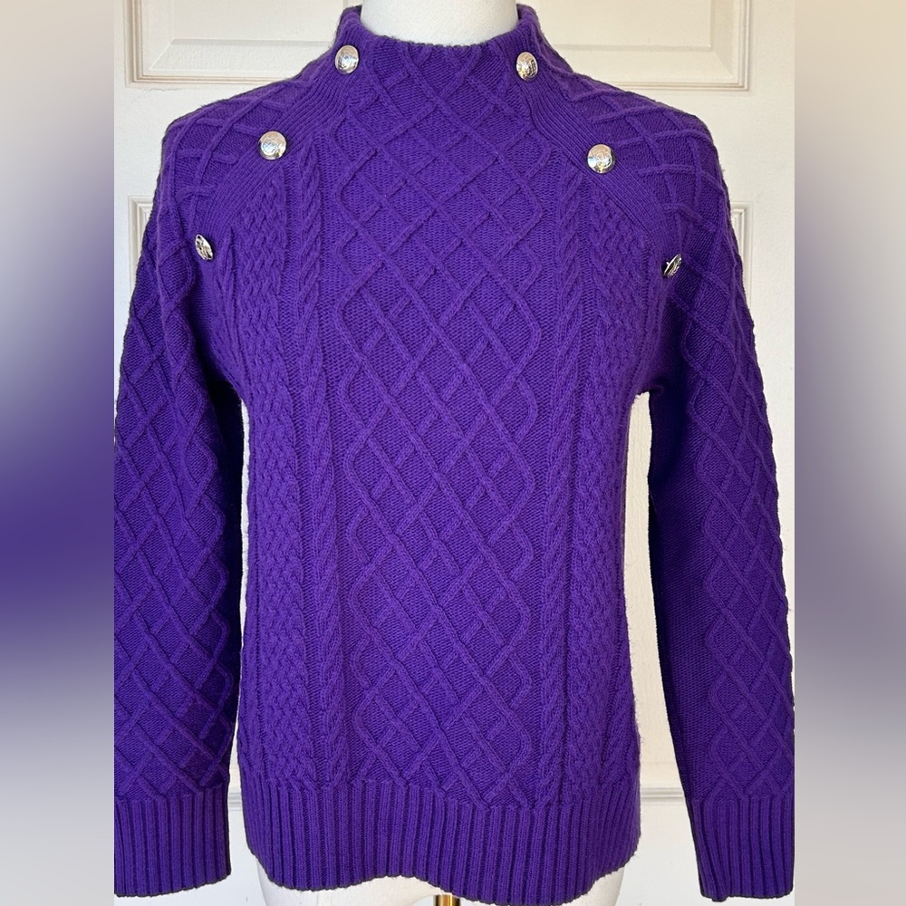 Talbots Brand Mock Neck Cable‎ Knit Sweater Size SP